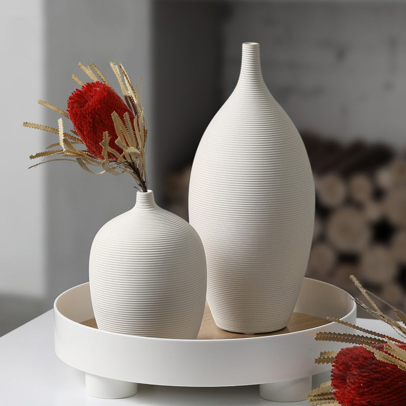 Creative White Ceramic Dried Flower Vase Decoration