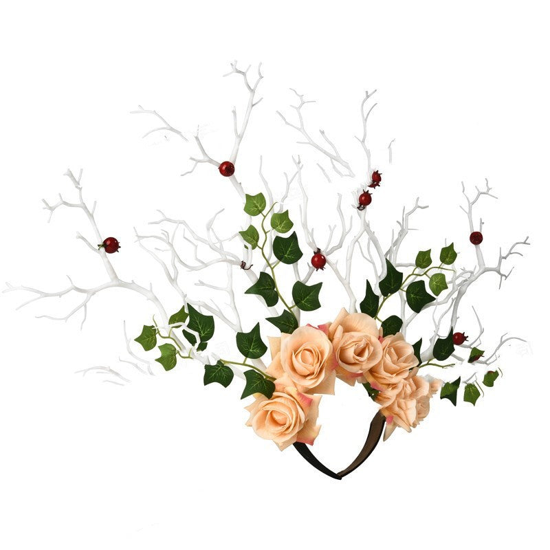 Antlers headband with branches and berries