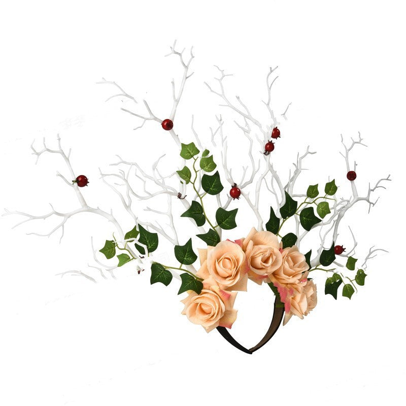 Antlers headband with branches and berries