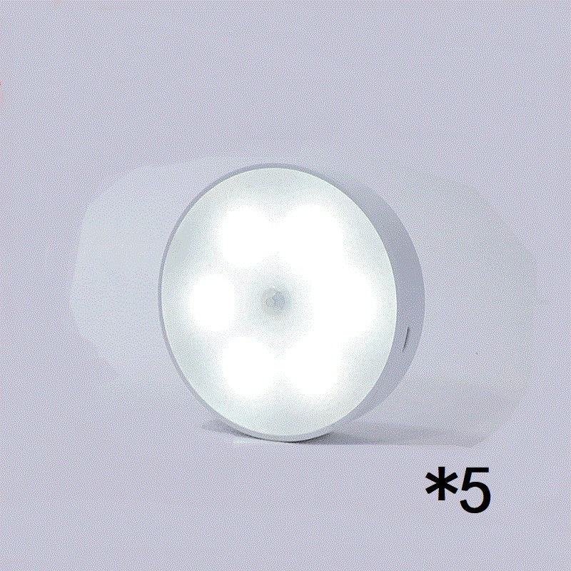 Usb Rechargeable Motion Sensor Light Round Wireless LED Puck Light Kichen Cabinet Lighting Motion Sensor Lamp Night Light